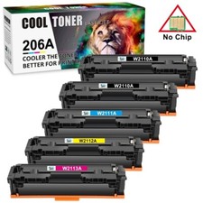 5x Toner Compatible with HP 206A W2110A LaserJet M255dw M283fdw M283cdw No Chip