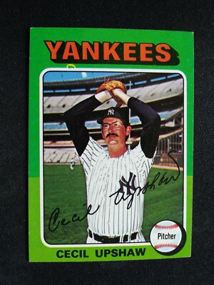 1975 Topps ''Mini'' Baseball Card # 92 Cecil Upshaw - New York Yankees (VG/EX)