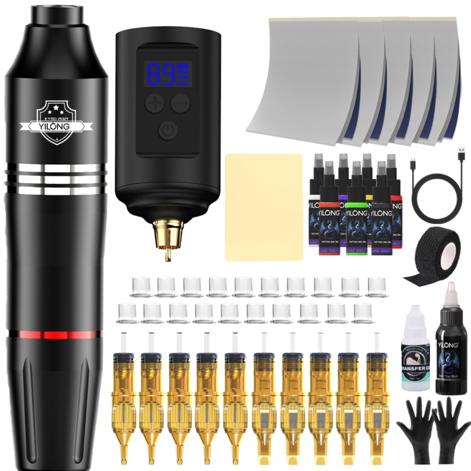 Wireless Tattoo Kit Complete for Beginners Pen Machine with Power Supply Needles