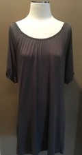 Ann Taylor loft M Smoky Grey Jersey Quiet Luxury Dress W Short Sleeves