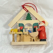 VTG Graupner Germany Wood Santa's Workshop Christmas Ornament Handcrafted 3"
