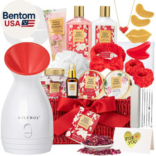 Christmas Gifts for Women - 27 Pcs Bath and Body Gifts Basket Set - Rose Spa Gif