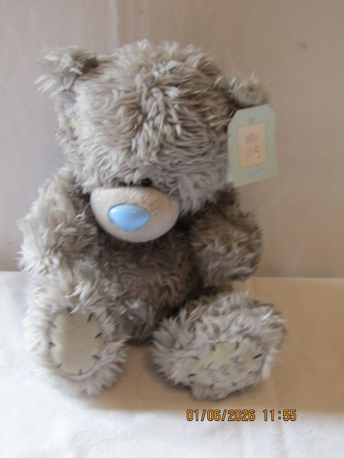 9"" SITTING ME TO YOU PLUSH BEAR WITH CARDBOARD TAG.