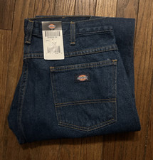 Dickies Mens Blue Dark Wash Denim Jeans Strai...