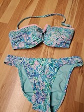 Lilly Pulitzer Women's Pink And Blue Bikini Set Size 6