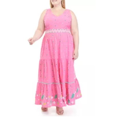 crown and ivy embroidered dress CROWN & IVY Womens Yellow & White Embroidered Dress - Sz 8