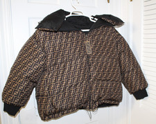 FENDI Reversible Down Puffer Jacket Coat Brow...