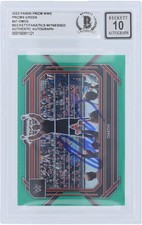 Omos WWE Signed 2023 Panini Prizm Green Prizm #47 Beckett Fanatics Rated 10 Card