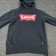 Levis Hoodie Youth Medium Black Red Logo Pullover Sweatshirt Boys 10-12 Years