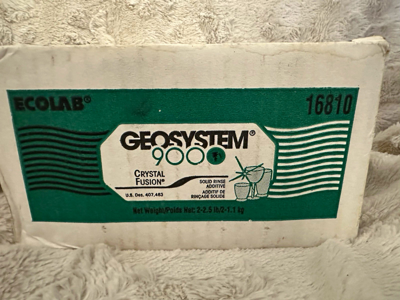 Ecolab GeoSystem 9000 Crystal Fusion Solid Rinse Additive, MPN 16810