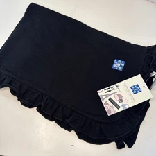 Kickee Pants Solid Black Ruffle Stroller Blanket Stretch Bamboo 30 X 40 in NWT