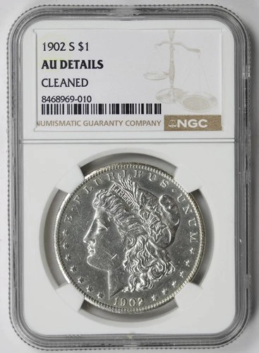 1902-S Morgan Dollar Silver $1 AU Details Cleaned NGC