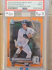 2025 Bowman Chrome Mega Box Kevin McGonigle Mojo Orange Refractor RC #/25 PSA 9