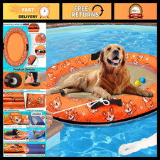 Inflatable Dog Pool Float 55"x35" with Rope - Puppy Raft Mat for Small to Large