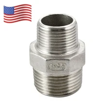 1" to 3/4" Male NPT Hex Nipple Pipe Fitting Reducer Adapter Stainless Steel 304