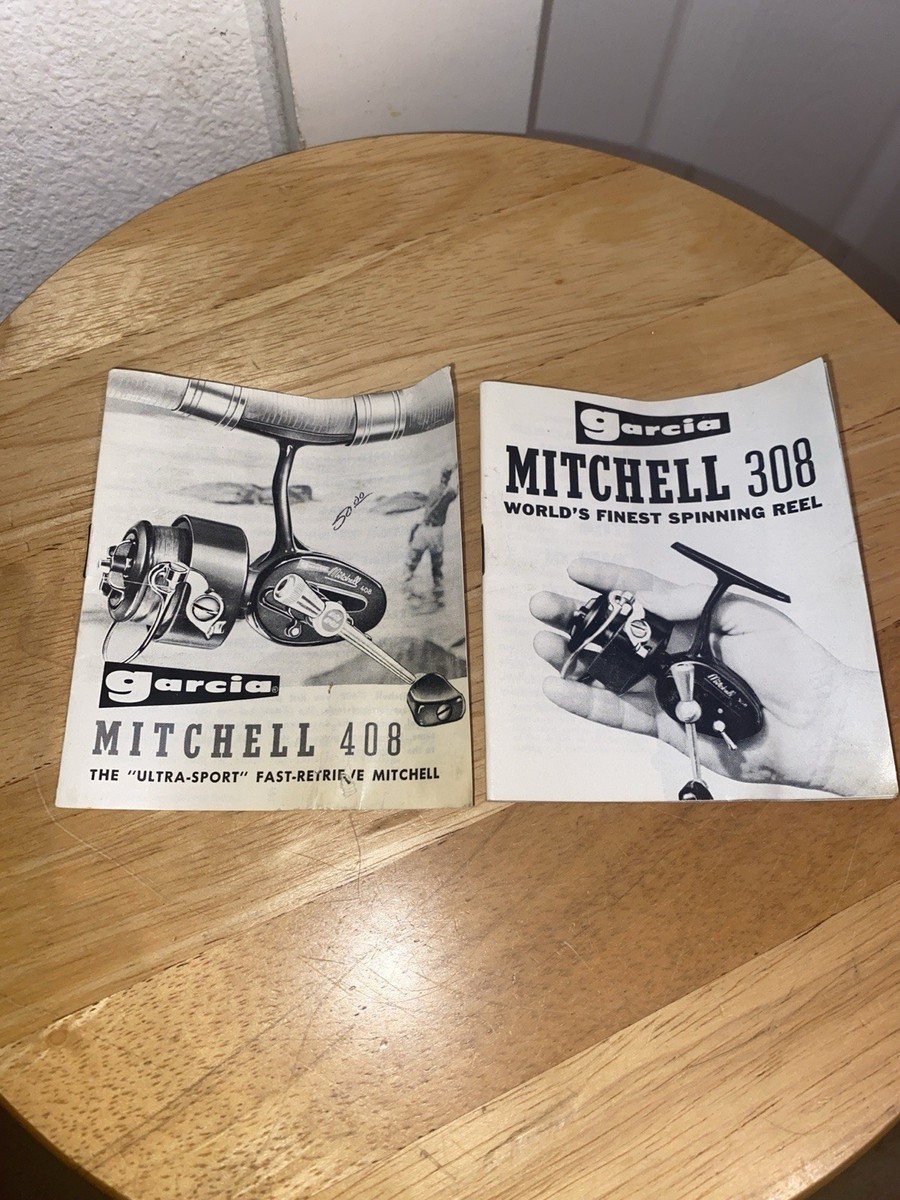 VINTAGE GARCIA MITCHELL 409 SPINNING REEL W/ZIP CASE & MANUAL BLUE