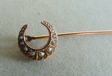 Épingle à Cravate Ancienne En Bakélite Noire Avec Strass Et Billettes - Occasion Bon état