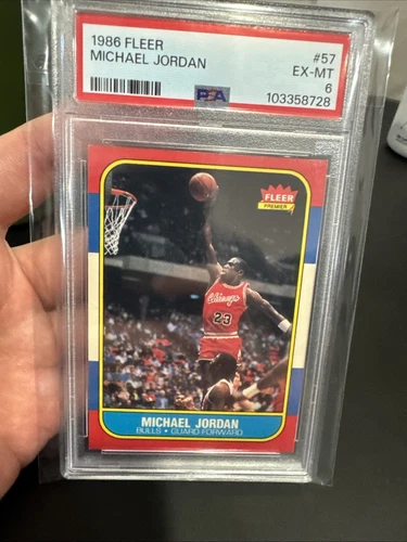 1986 Fleer Michael Jordan #57 PSA 6 Rookie RC Looks Better !! Authentic Original