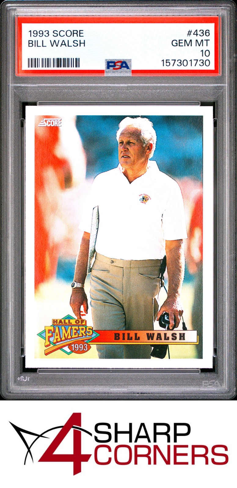 1993 SCORE #436 BILL WALSH HOF PSA 10