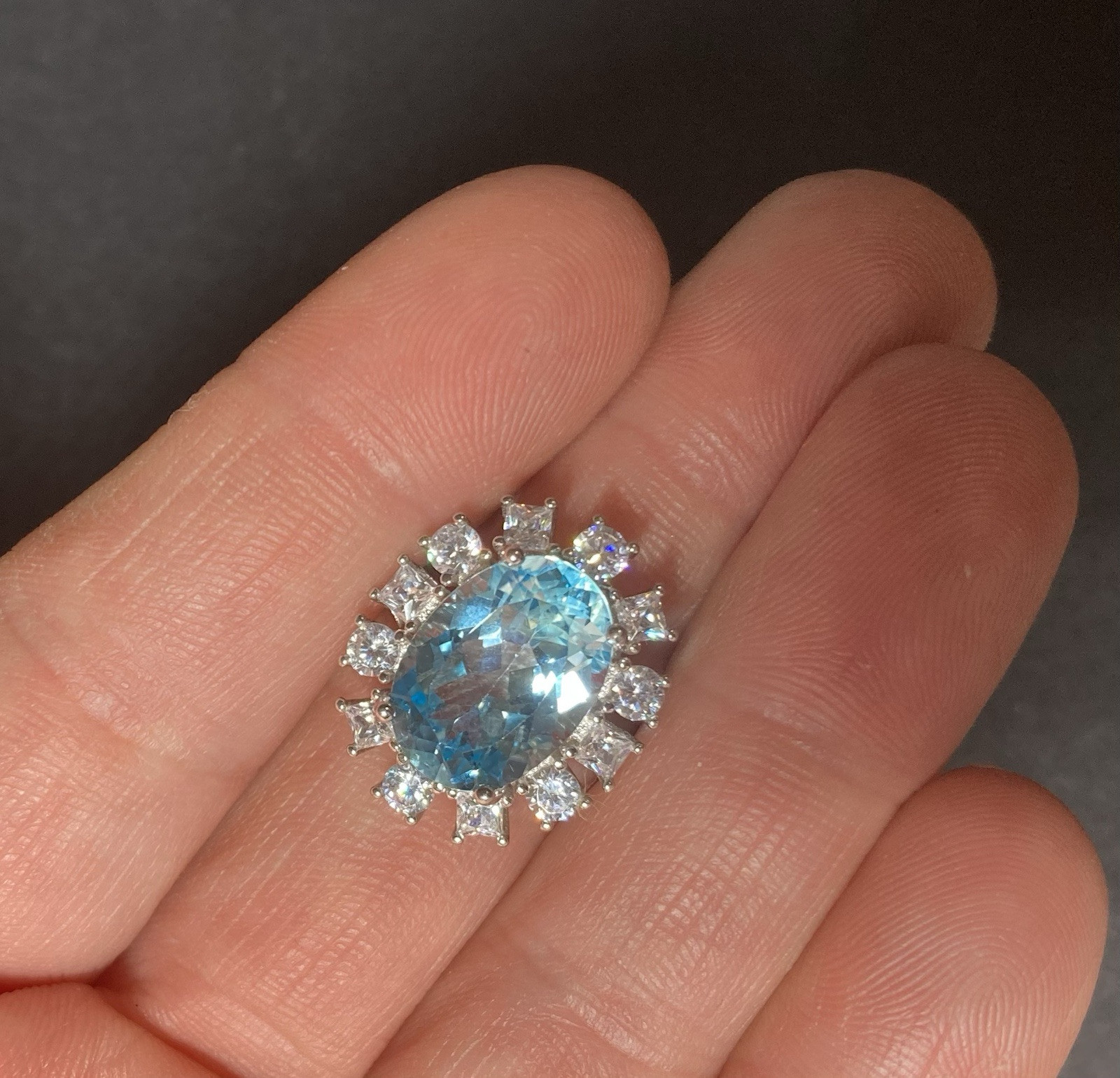 Sterling Silver Statement Ring Blue And White . S… - image 1