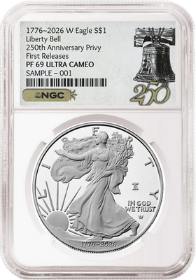 #ad 2026 W 250th Anniversary Proof Silver Eagle NGC PF 69 UC FR 250 Bell Presale $212.75