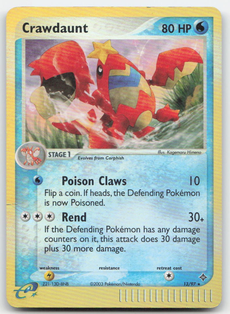 Crawdaunt 13/97 EX Dragon Reverse Holofoil Pokemon TCG DM