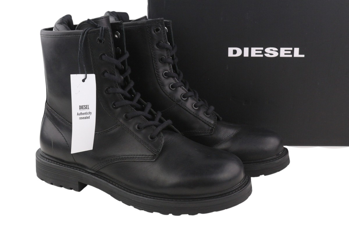 DIESEL MIL BOOTS ディーゼル ブーツ DIESEL D-Alabhama CB Men Boots EU43 Black Leather Lace Up Combat