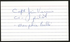 James Verinis signed autograph 3x5 cut Co-Pilot Memphis Belle WWII PSA Stickered