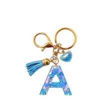 Colorful Initial Letter Keychain for Women Girls Alphabet Keychain A-blue
