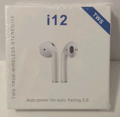 TWS True Wireless Stereo i12 Earbuds White Auto Pairing 5.0 Auto Power On