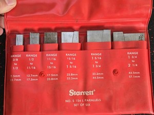 6 PC STARRETT ADJUSTABLE PARALLEL SET NO S154L - 3/8” To 2 1/4”
