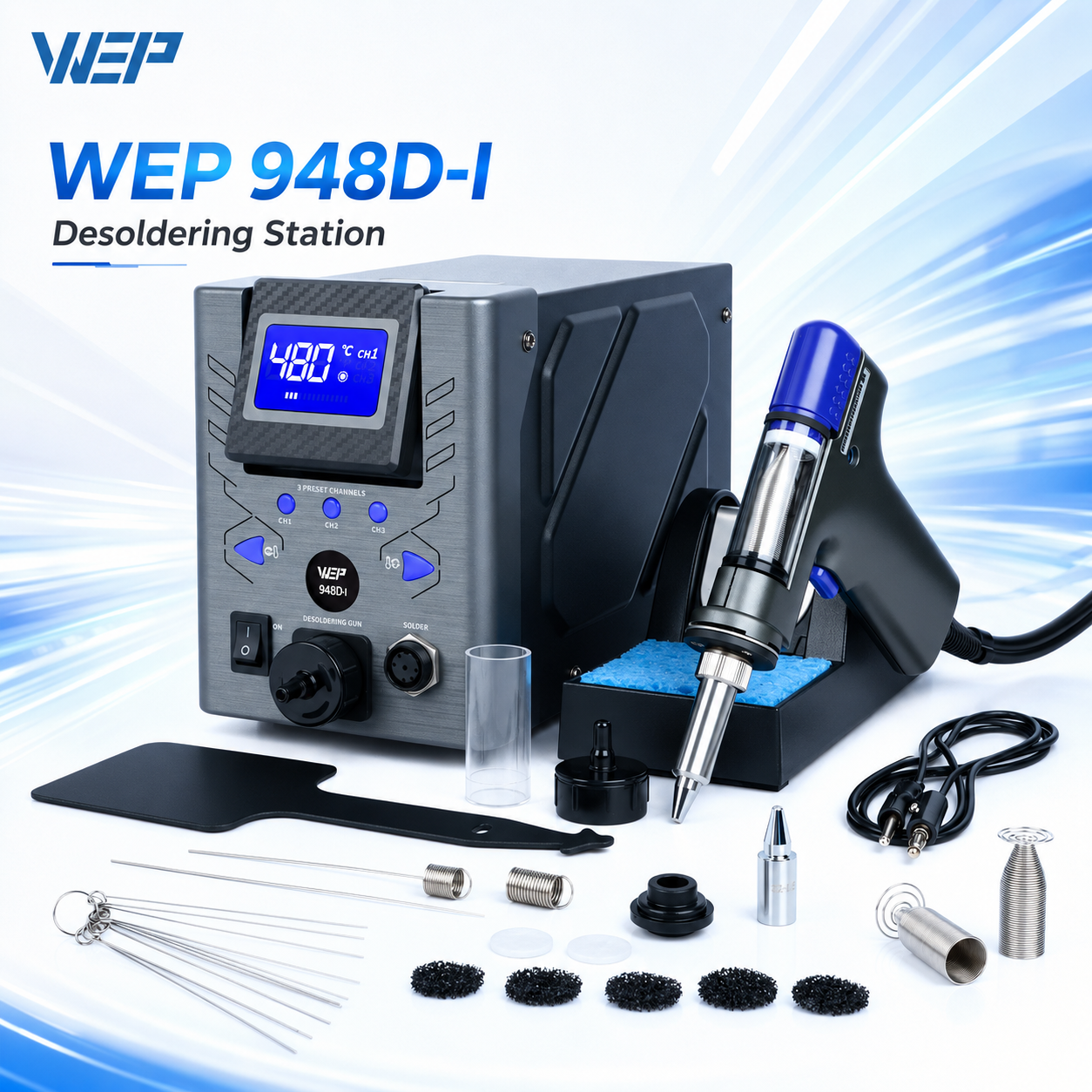 WEP 948D-I Digital Desoldering Station With 110W Vacuum Pump Sucker Gun
