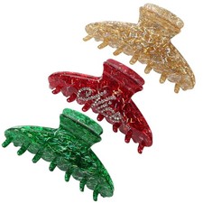 3Pcs Christmas Hair Claw Clips for Women Girls Green Gold Hair Clips Cute Rhi...