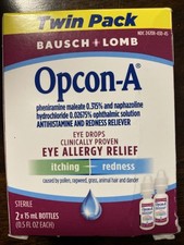 Bausch Lomb Opcon-A Eye Allergy Relief Itchy Red Eyes Twin Pack 0.51 Oz BB 05/26