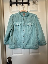 Chico  s Linen Blend Jacket Light Turquoise Size 1