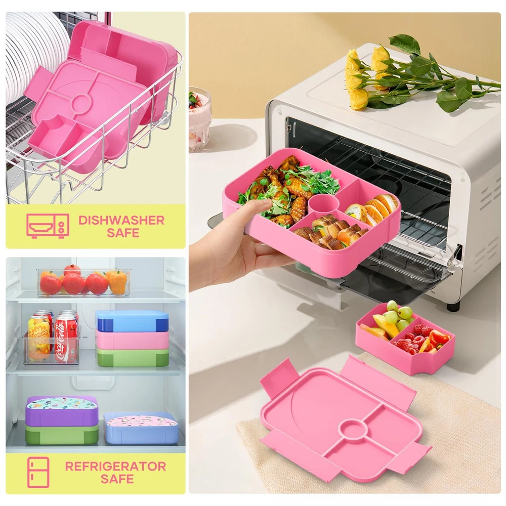 Leakproof 6-Compartment Kids Bento Lunch Box for Portion Control