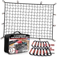 Cargo Net for Pickup Truck Bed 4'x6' Stretches to 8'x12' Double Thick Heavy