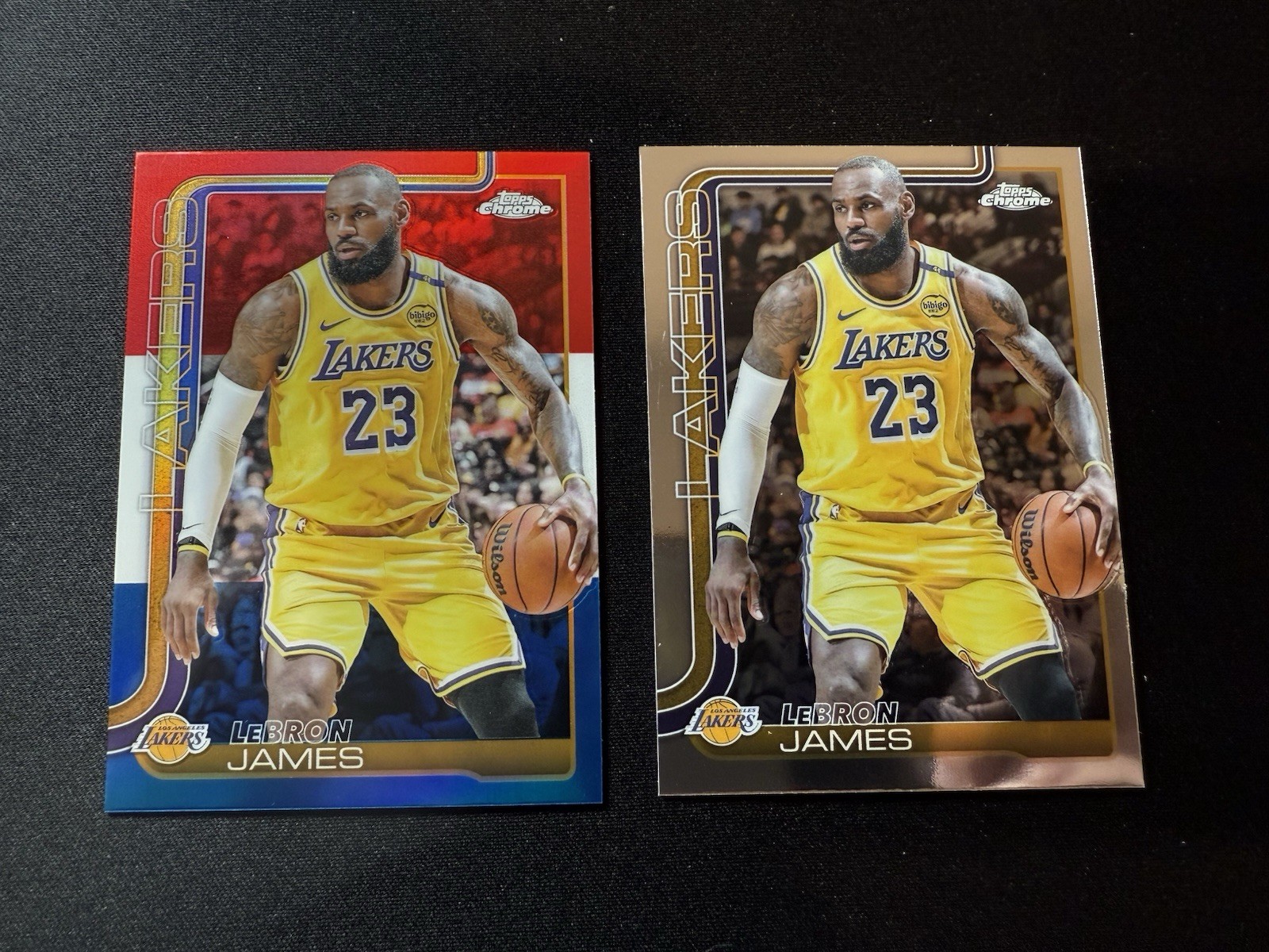 2025-26 Topps Chrome LeBron James #127 Red White Blue Refractor + Base