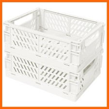 Small Pastel Plastic Storage Bins 2Pcs Foldable Pastel Crates