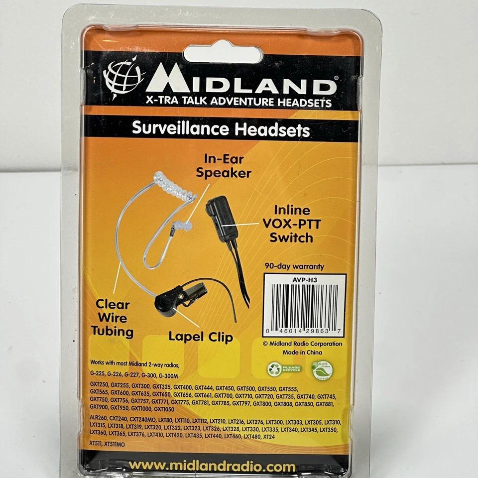 MIDLAND X-TRA TALK ADVENTURE SURVEILLANCE HEADSETS AVP-H3 IN EAR SPEAKER - Image 3 of 4