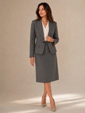 NEW Dana Buchman 2-Pc Skirt Suit Set Sz 2 -4 Black Tweed Jacket Skirt lined