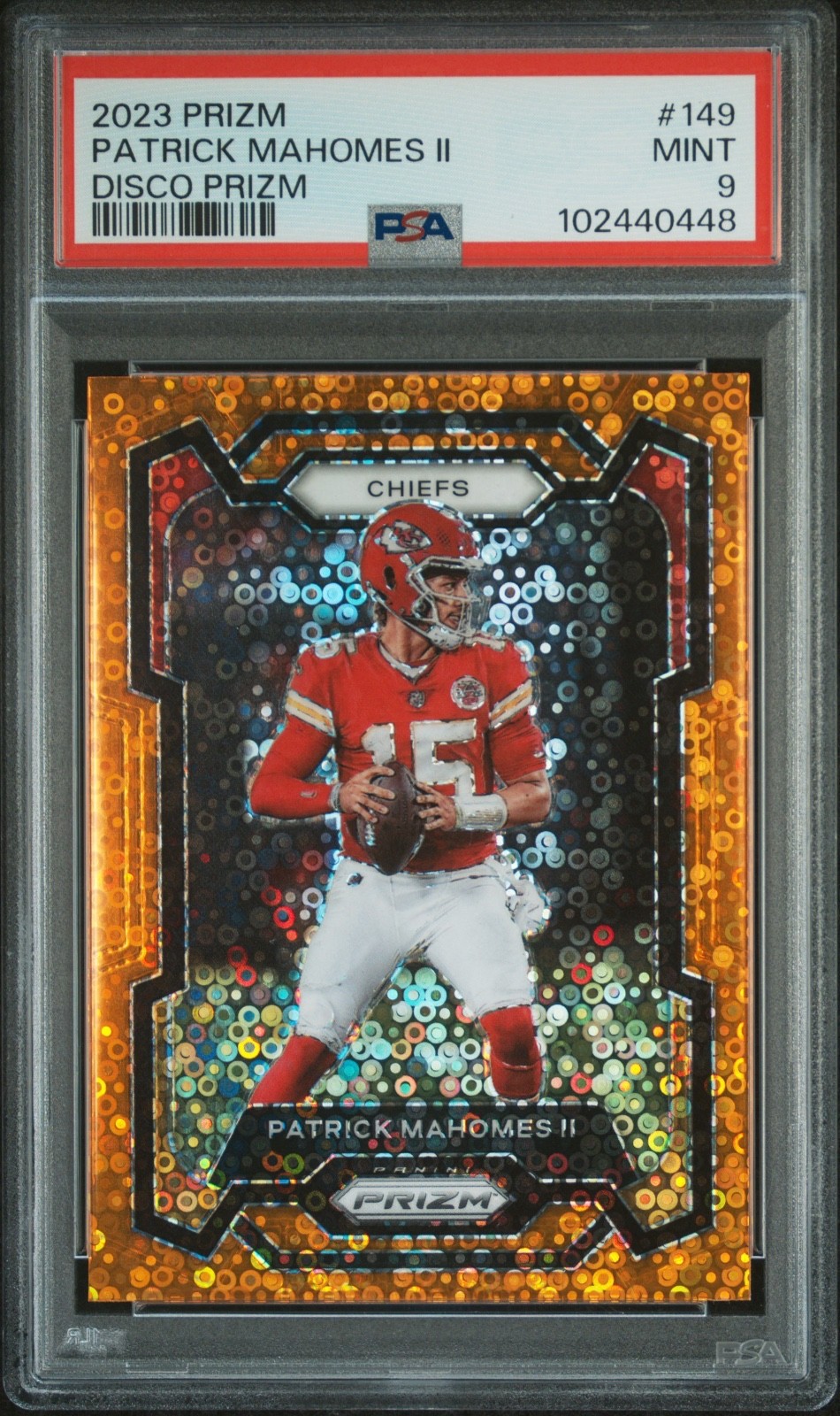 2023 PRIZM PATRICK MAHOMES DISCO PRIZM #149 PSA 9