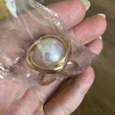 Gold Tone Pearl Scarf Ring Clip Fashion Scarf Holder Accessory