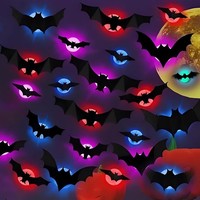 Halloween Deko 24 StüCk Bunt Leuchtende Fledermaus 3D Wandaufkleber