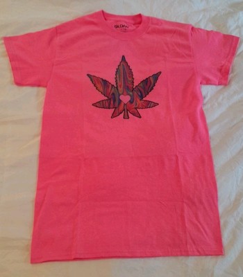Psychedelic Pot Leaf Hot Pink T-shirt Size S, Weed, Stoner 