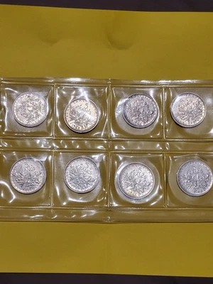 Lot 8 Pieces 5f Semeuse argent 1960 à 1968 - Photo 1/4