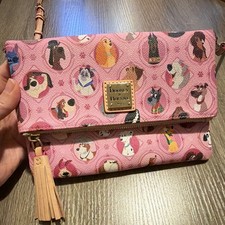 Dooney & Bourke Disney Dogs Small Pink Multicolor Crossbody Foldover Clutch