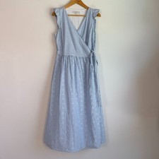 Loft Floral Striped Wrap Midi Dress Cotton Small Cottagecore Preppy Coquette