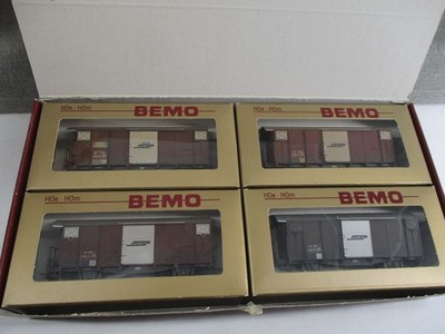 Bemo Spur H0m 7450 100 Gedeckter Güterwagen Set 4.-teilig in OVP3