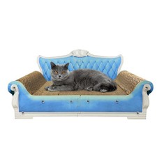 Large Blue Luxury Cardboard Scratcher Sofa Bed with Catnip for Indoor Cats